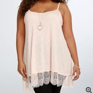 Torrid Pink Lace Trim Cami Tank